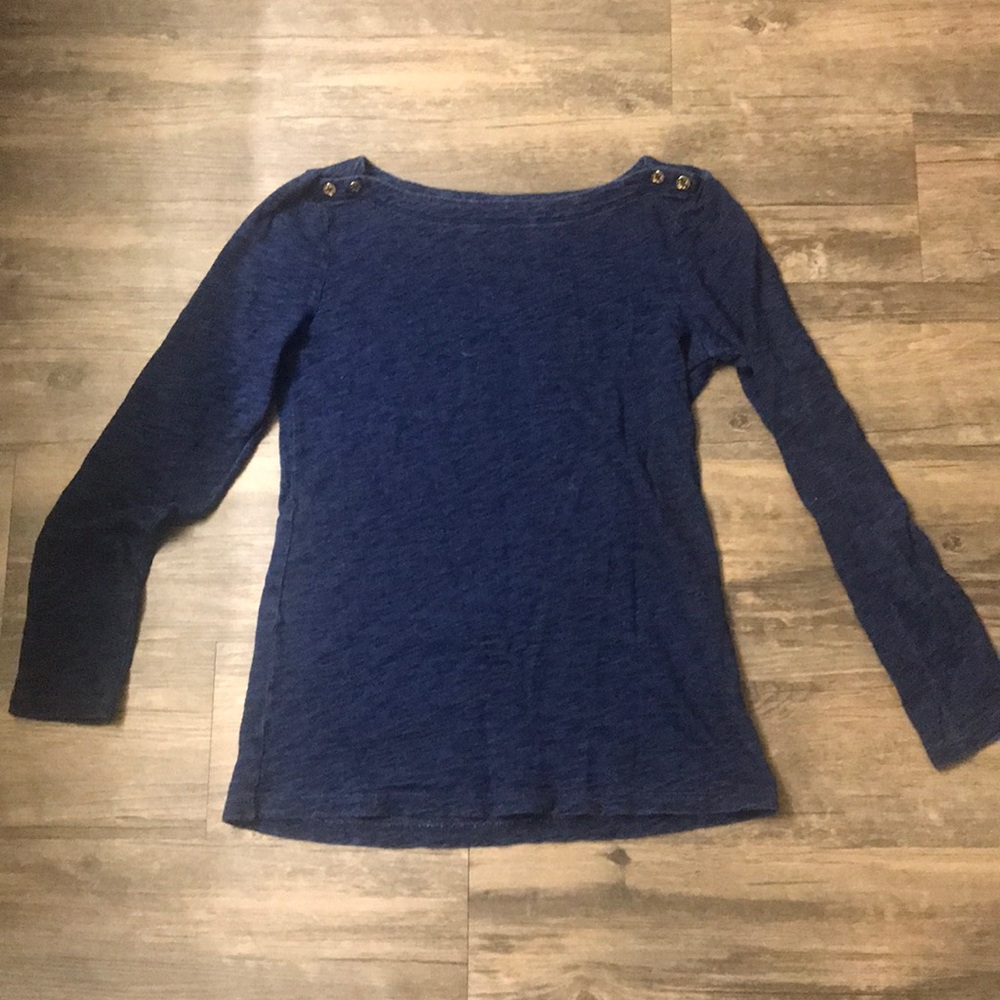 J-Crew 3/4 sleeve blue top, cotton
